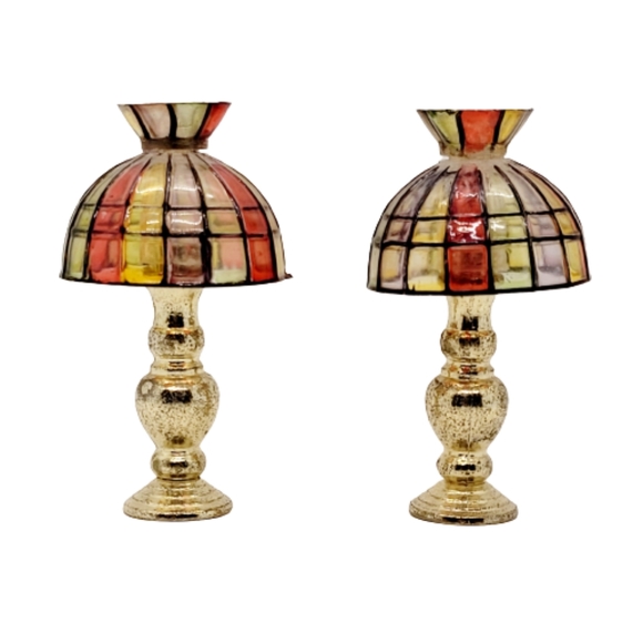 Vintage Other Vintage Stained Glass Miniature Doll House Lamps